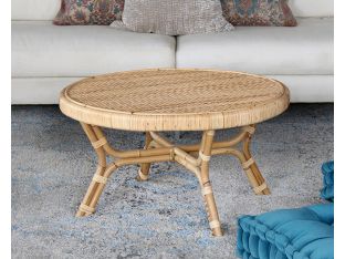 Round Coffee Table In Natural Rattan