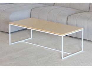  Blonde Wood Top With White Base Coffee Table