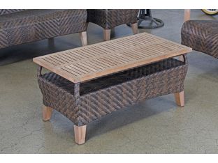 Brown Outdoor Coffee Table With Teak Top