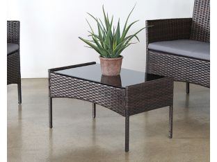 Dark Wicker Coffee Table With Glass Top