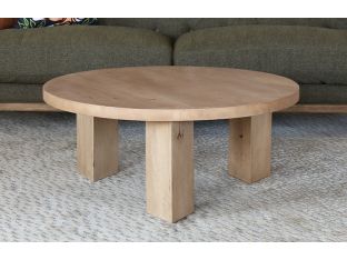Round Parawood Tri-Pedestal Coffee Table