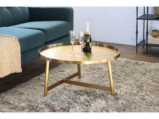 Brushed Gold Modern Coffee Table/Intersecting Legs