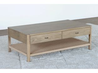Danish Style Ash Coffee Table with Woven Shelf