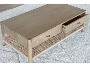 Danish Style Ash Coffee Table with Woven Shelf
