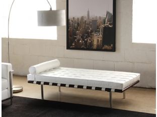 White Leather Barcelona Style Daybed