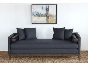 Charcoal Felt Daybed with Black Leather Bolster Pillows
