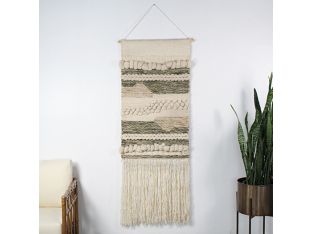 Chunky Olive & Cream Wall Hanging 24W X 42H
