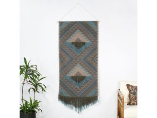 Olive & Sky Blue Tribal Wall Hanging 30W X 60H