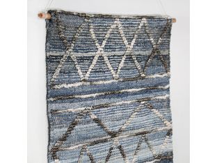 Handwoven Blue & Charcoal Wall Hanging 30W X 60H