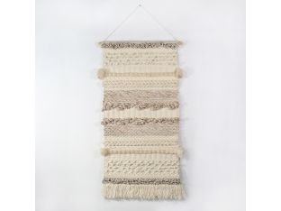 Handwoven Cream & Ivory Wall Hanging 24W X 53H