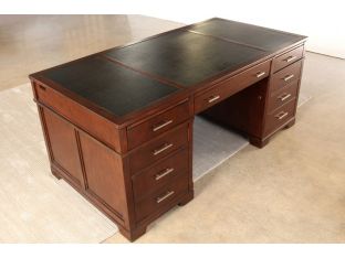 Dark Wood Executive Desk with Leather Top