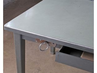 Gray Metal Interrogation Desk