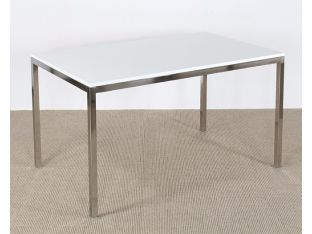 White Desk With Silver Base