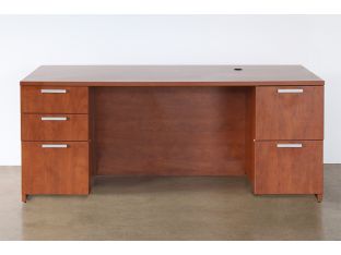 Golden Cherry Desk With Two File Cabinets 