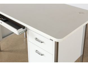 White metal Desk with File Cabinet   