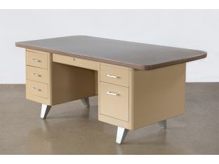 Putty Metal Desk - WIDE Top - Two File Cab