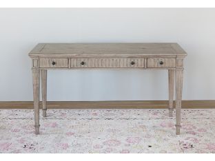 Antique Finish Writing Desk With Fluted Apron