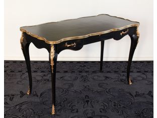 French Writing Desk in Black with Brass Detail