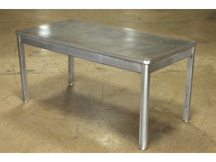 Gray 5' Metal Table With 1 Drawer