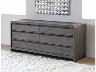 Gray-Washed Reclaimed Wood 6 Drawer Dresser