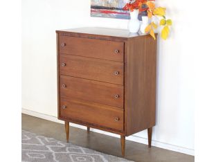 Mid-Century 4 Drawer Chest of Drawers with Decorative Frame Detailing, Vintage 1960's