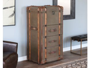 Green Canvas Wrapped Trunk Dresser