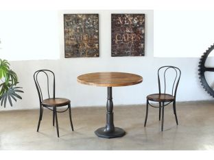 Cast Iron Bistro Table with Reclaimed Wood Top