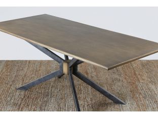 Industrial Iron and Brass Dining Table