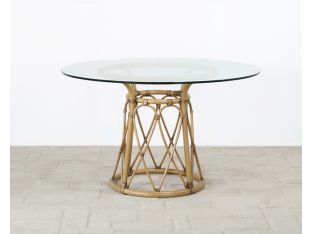 Rattan Pedestal Dining Table W/48" Round Glass Top