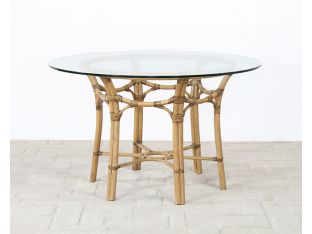 Rattan Dining Table W/48" Round Glass Top