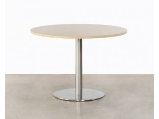 Round Maple Cafe Table W/Brushed Aluminum Base