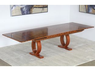 Burled Wood Biedermeier Style Expanding Conf Table