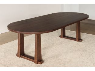 Dark Aged Pine Dining Table with Stretcher Base 