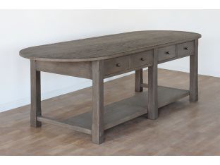 Weathered Hazel Oak X-Large Oval Kitchen Island