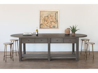 Weathered Hazel Oak X-Large Oval Kitchen Island