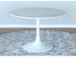 White Ceramic Top Dining Table on Sculpted White Base
