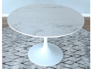 White Ceramic Top Dining Table on Sculpted White Base