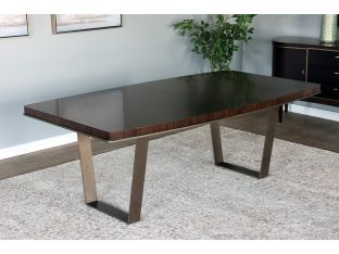 Dark Eucalyptus Wood Dining Table w/ Bronze Legs