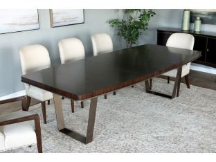 Dark Eucalyptus Wood Dining Table w/ Bronze Legs