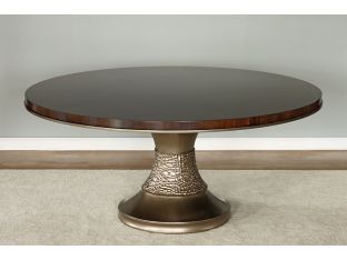 Dark Eucalyptus Wood Dining Table w/ Pedestal Base