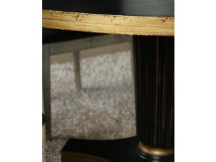 Pedestal Dining Table in Powder Black with Gold