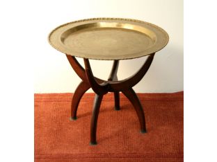 Middle Eastern Brass Plate Tea Table