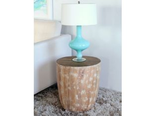 Round Butcher-Block End Table