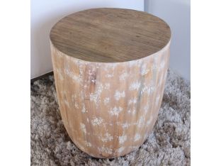Round Butcher-Block End Table