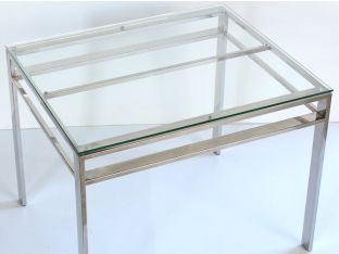 Mitchell Gold Emilio Side Table with Clear Glass Top