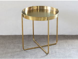 Gold Brushed Stainless Steel Dish Side Table