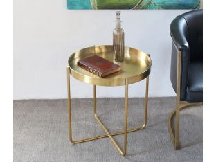 Gold Brushed Stainless Steel Dish Side Table