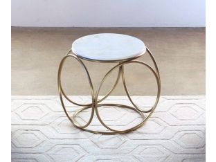 Circles Side Table with Rustic White Stone Top