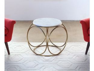 Circles Side Table with Rustic White Stone Top