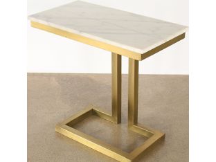 Alonzo Side Table with Antique Brass Finish and Stone Top